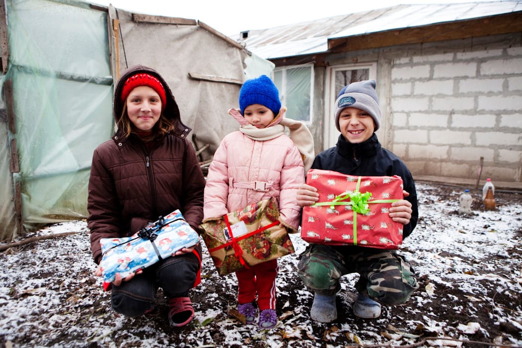 Aktion Julklappen i Rumänien 2013.