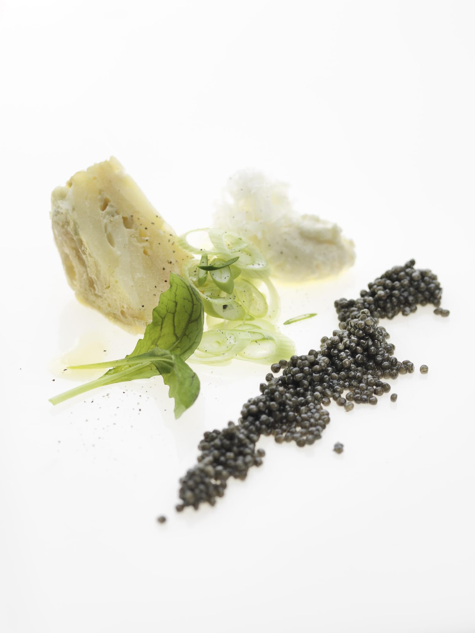TORTILLA WITH MANCHEGO MOUSSE AND CARELIAN CAVIAR BAERIAL MALOSSOL