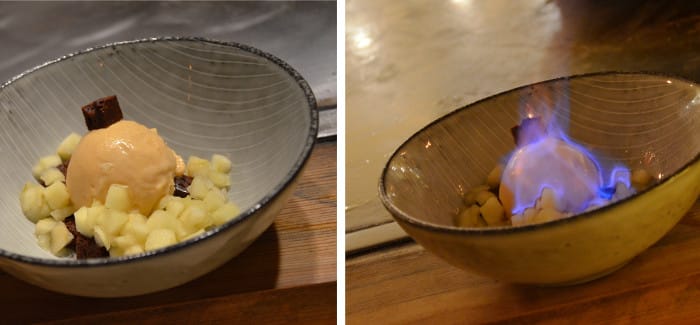 Teppanyaki_Ingefärsglass med äpple och chokladkrutonger