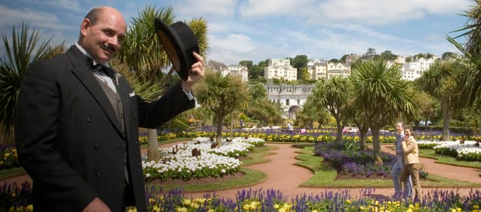 Hercule Poirot, the fictional detective of Agatha Christie's novels, in the author's home town