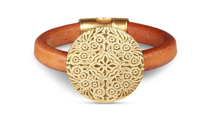 mors dag present_tips_shieldmaid_shield_on_leather_gold_anna_odebäck_armband_INTEXT